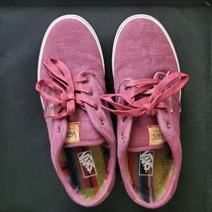 Vans Atwood Skateboard Sneakers Youth Size 7 Cork Accent Style Maroon Faded Red